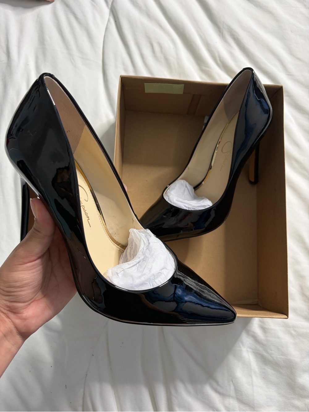 Jessica Simpson Black Patent Leather Pointed-Toe Stiletto Pumps